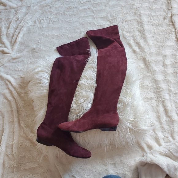 Robert Clergerie Fissal Thigh High Maroon Boots - Picture 3 of 5